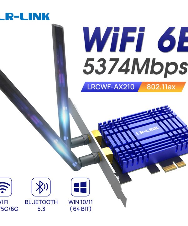 LR-LINK WiFi 6e PCIe WiFi Card for Desktop PC AX210 Bluetooth 5.3,5000Mbps WiFi 802.11ax Tri-Band Wireless Adapter with MU-MIMO,