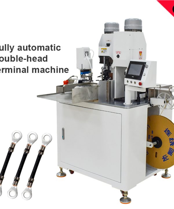 Máy bấm cos tự động  đôi đầu thiết bị đầu cuối Uốn Tóc bồng máy điện kết nối dây khai thác thiết bị tán đinh tự động terminal crimping machine