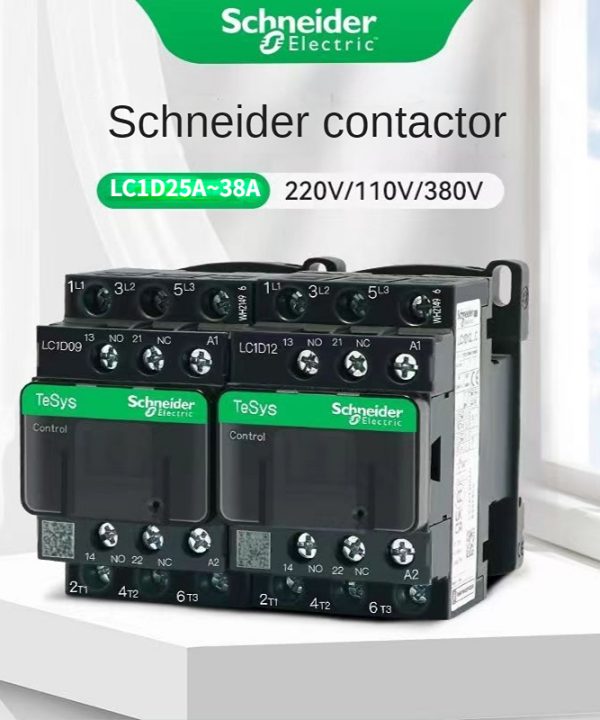 Schneider phiên bản màu đen mới AC ba cực Contactor 3P lc1d25 lc1d32 lc1d38 b7c f7c q7c m7c 24V 110V 220V 380V