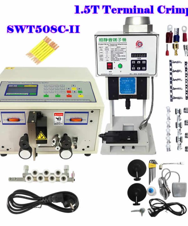 Máy bấm cos tự động máy bóc vỏ dây SWT508C-II máy bóc vỏ máy cắt 1.5t máy uốn đầu cuối terminal crimp machine