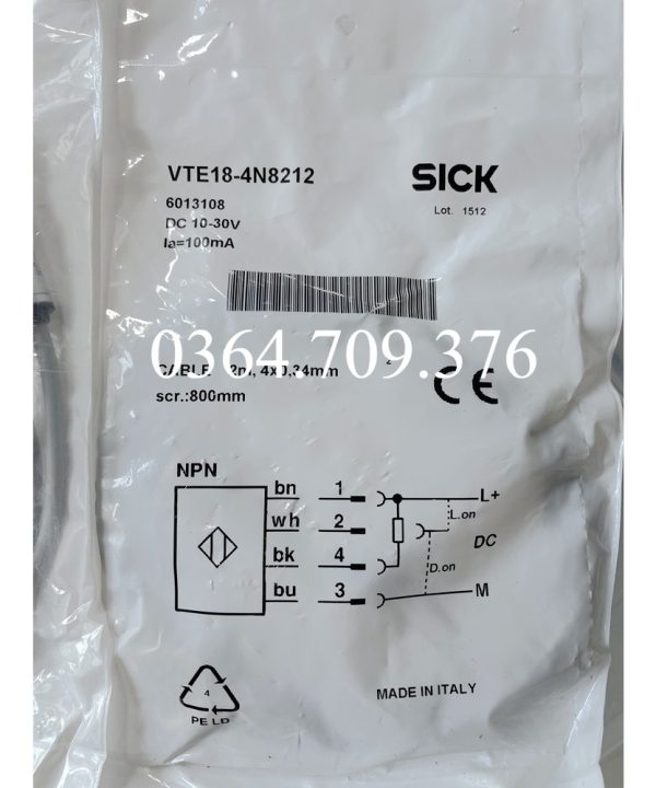 Công Tắc Quang Điện Phản Xạ Khuếch Tán SICK VTE18-4N8212 Mục Số 6013108
