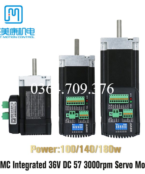 JMC 100W 140W 180W IHSV57-30 nema23 57mm 3000rpm 36VDC vòng khép kín Tích hợp động cơ servo DSP Chip điều khiển máy CNC
