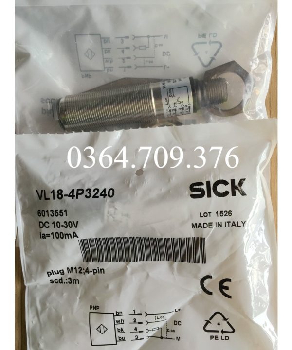 Công Tắc Quang Điện Phản Xạ Gương SICK Chính Hãng Hoàn Toàn Mới  VL18-4P3240 Mục Số 6013551