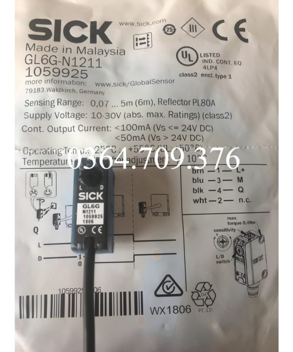 GL6G-N1211 Cảm Biến Quang Điện SICK Chính Hãng Hoàn Toàn Mới  (Không Bao Gồm Thấu Kính Và Giá Đỡ)