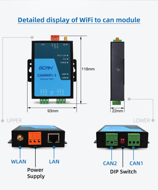 GCAN-211 WLAN to CAN CAN Bus Wifi Chuyển Đổi Với Tcp/IP/UDP Giao Thức Ngăn Xếp CAN Bus Wifi Chuyển Đổi