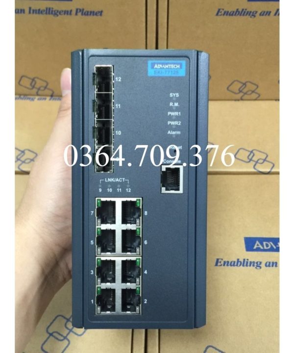 Bộ Chuyển Mạch Công Nghiệp Advantech EKI-7712E-4FI-AE 4 Gigabit SFP Khe Cắm 8 100 M Cổng Loại Quản Lý Mạng New